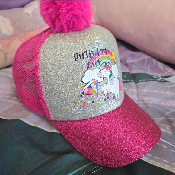 Multicolored birthday girl sparkle baseball cap - Picture 10 of 12
